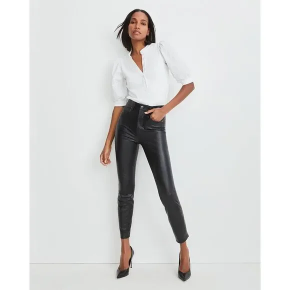 NWT VERONICA BEARD MAERA SKINNY High-Rise Stretch Vegan Leather Jeans $298